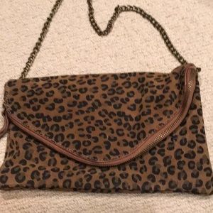 Jcrew suede leopard print bag